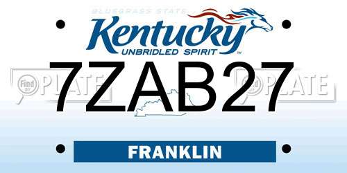7ZAB27 Kentucky License Plate