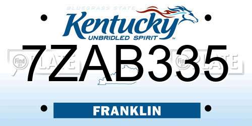 7ZAB335 Kentucky License Plate