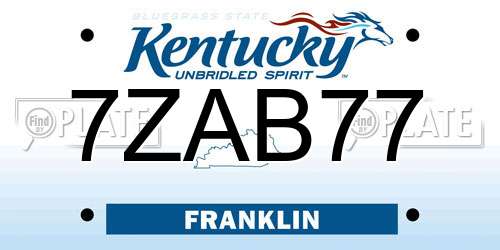 7ZAB77 Kentucky License Plate