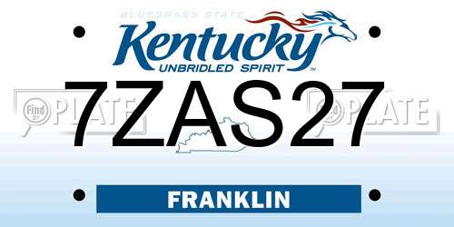 7ZAS27 Kentucky License Plate