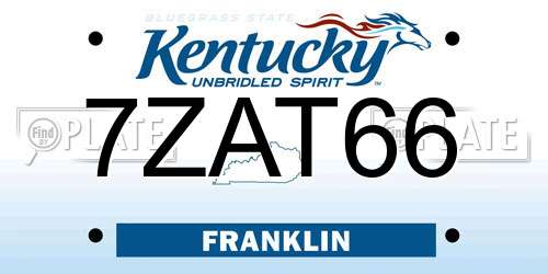 7ZAT66 Kentucky License Plate