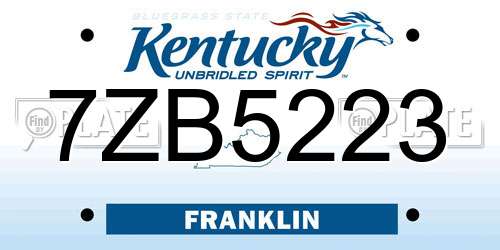 7ZB5223 Kentucky License Plate