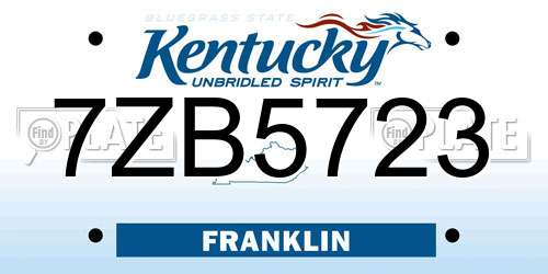 7ZB5723 Kentucky License Plate