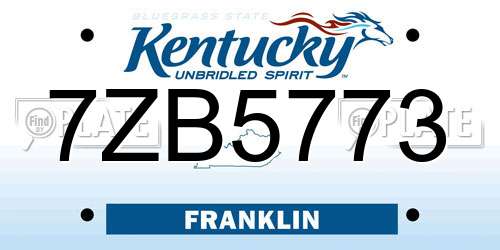 7ZB5773 Kentucky License Plate