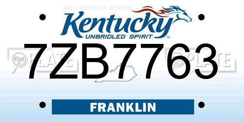 7ZB7763 Kentucky License Plate