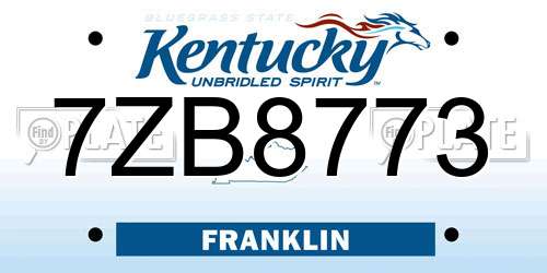 7ZB8773 Kentucky License Plate
