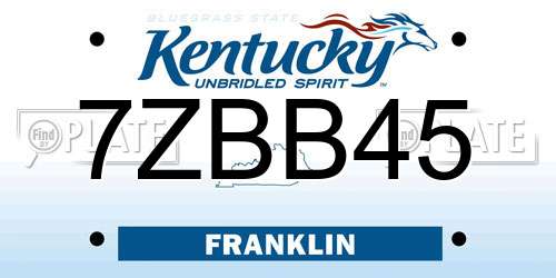 7ZBB45 Kentucky License Plate