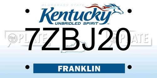 7ZBJ20 Kentucky License Plate
