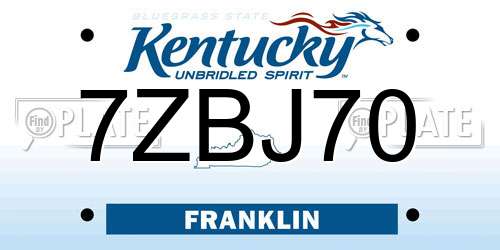 7ZBJ70 Kentucky License Plate