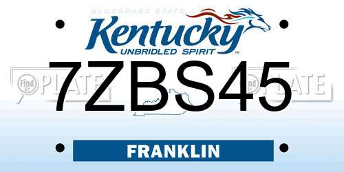 7ZBS45 Kentucky License Plate