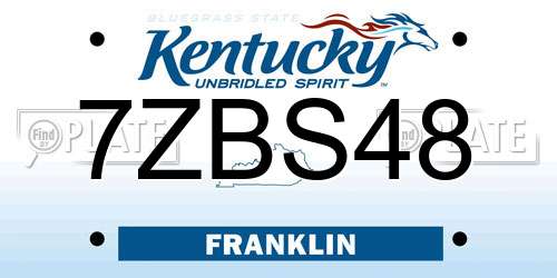 7ZBS48 Kentucky License Plate