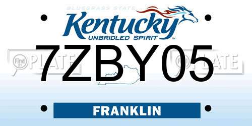 7ZBY05 Kentucky License Plate