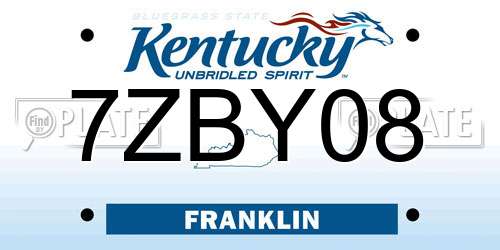 7ZBY08 Kentucky License Plate