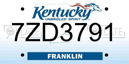 7ZD3791 Kentucky License Plate