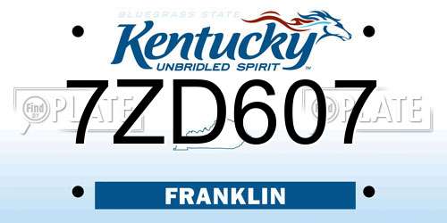 7ZD607 Kentucky License Plate
