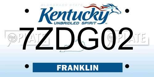 7ZDG02 Kentucky License Plate