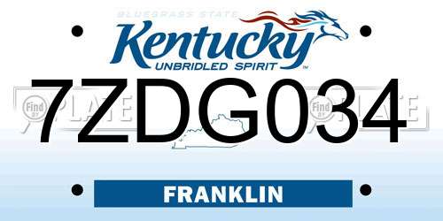 7ZDG034 Kentucky License Plate