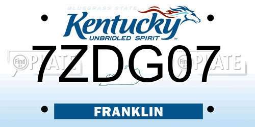7ZDG07 Kentucky License Plate