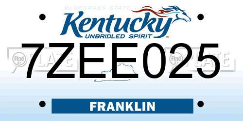 7ZEE025 Kentucky License Plate