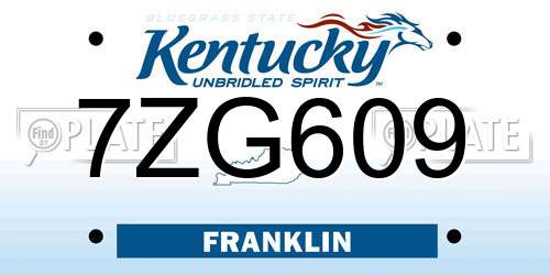 7ZG609 Kentucky License Plate