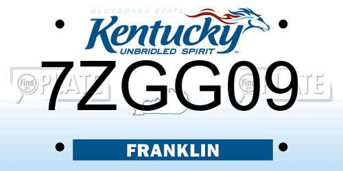 7ZGG09 Kentucky License Plate