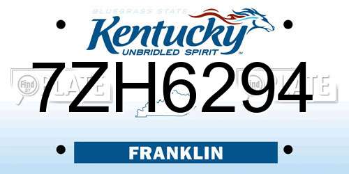 7ZH6294 Kentucky License Plate