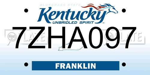 7ZHA097 Kentucky License Plate