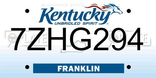 7ZHG294 Kentucky License Plate
