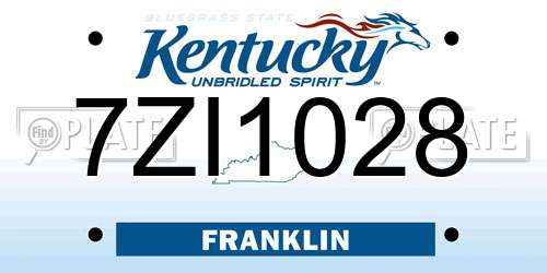 7ZI1028 Kentucky License Plate
