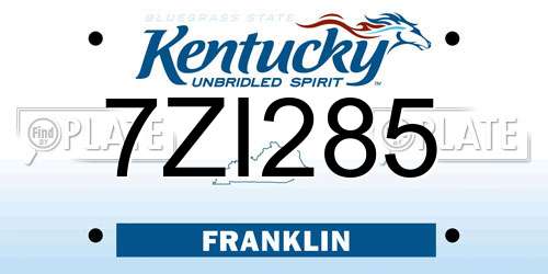7ZI285 Kentucky License Plate
