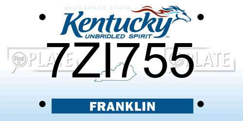 7ZI755 Kentucky License Plate