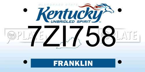 7ZI758 Kentucky License Plate