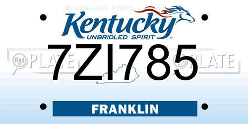 7ZI785 Kentucky License Plate
