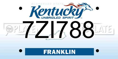 7ZI788 Kentucky License Plate