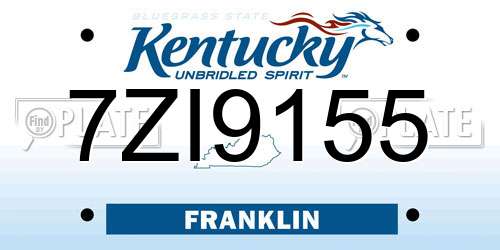 7ZI9155 Kentucky License Plate