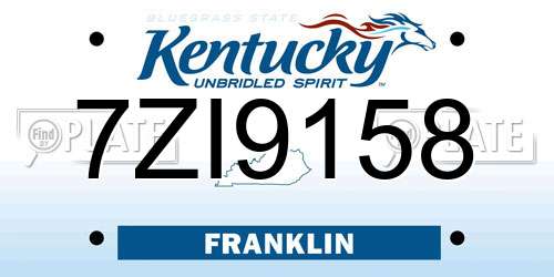 7ZI9158 Kentucky License Plate