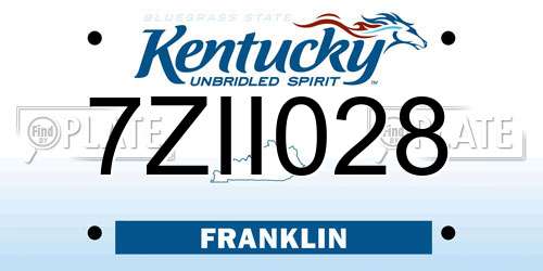 7ZII028 Kentucky License Plate
