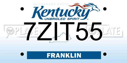 7ZIT55 Kentucky License Plate