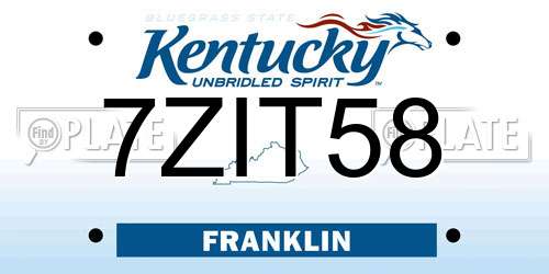 7ZIT58 Kentucky License Plate