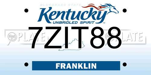 7ZIT88 Kentucky License Plate