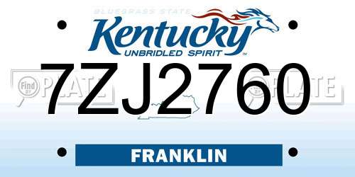 7ZJ2760 Kentucky License Plate