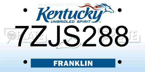 7ZJS288 Kentucky License Plate
