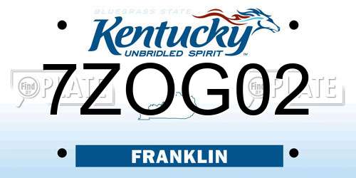 7ZOG02 Kentucky License Plate