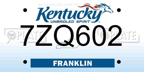 7ZQ602 Kentucky License Plate