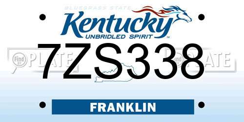 7ZS338 Kentucky License Plate