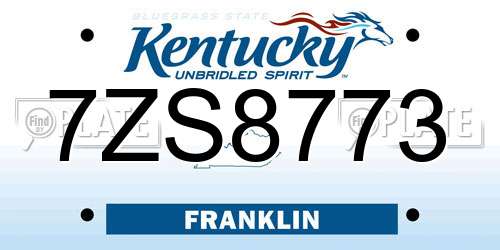 7ZS8773 Kentucky License Plate