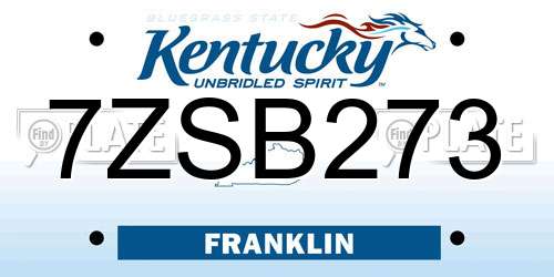 7ZSB273 Kentucky License Plate