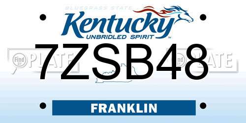 7ZSB48 Kentucky License Plate