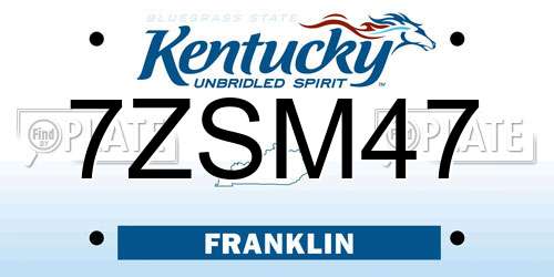 7ZSM47 Kentucky License Plate