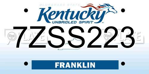 7ZSS223 Kentucky License Plate